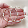 Oro Laminado Large Hoop, Gold Filled Style Hollow Design, Diamond Cutting Finish, Tricolor, 02.213.0153.1.60