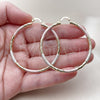 Oro Laminado Large Hoop, Gold Filled Style Hollow Design, Diamond Cutting Finish, Tricolor, 02.213.0259.50