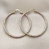 Oro Laminado Large Hoop, Gold Filled Style Hollow Design, Diamond Cutting Finish, Tricolor, 02.213.0259.50