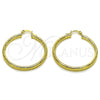 Oro Laminado Medium Hoop, Gold Filled Style Hollow Design, Diamond Cutting Finish, Golden Finish, 02.213.0907.40