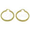 Oro Laminado Medium Hoop, Gold Filled Style Hollow Design, Diamond Cutting Finish, Golden Finish, 02.213.0907.40