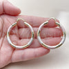 Oro Laminado Medium Hoop, Gold Filled Style Hollow Design, Diamond Cutting Finish, Tricolor, 02.213.0908.40