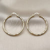 Oro Laminado Medium Hoop, Gold Filled Style Hollow Design, Diamond Cutting Finish, Golden Finish, 02.213.0909.40