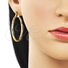 Oro Laminado Medium Hoop, Gold Filled Style Hollow Design, Diamond Cutting Finish, Golden Finish, 02.213.0909.40