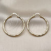 Oro Laminado Medium Hoop, Gold Filled Style Hollow Design, Diamond Cutting Finish, Golden Finish, 02.213.0909.40
