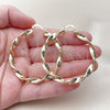 Oro Laminado Large Hoop, Gold Filled Style Twist and Hollow Design, Polished, Golden Finish, 02.213.0910.50