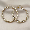 Oro Laminado Large Hoop, Gold Filled Style Twist and Hollow Design, Polished, Golden Finish, 02.213.0910.50