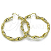 Oro Laminado Large Hoop, Gold Filled Style Twist and Hollow Design, Polished, Golden Finish, 02.213.0910.50