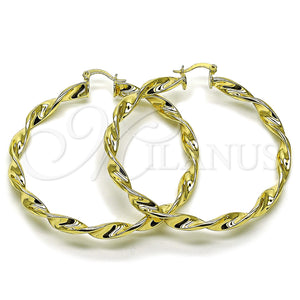 Gold Filled Hoop Earrings — Large Hoop Twist and Hollow Design Polished 02. — main product view — SKU 163238 | Oro Laminado aretes de aro — Large Hoop Twist and Hollow diseño pulido 02. — SKU 163238