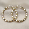 Oro Laminado Large Hoop, Gold Filled Style Twist and Hollow Design, Diamond Cutting Finish, Golden Finish, 02.213.0911.50