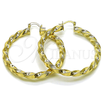 Gold Filled Hoop Earrings — Large Hoop Twist and Hollow Design Diamond Cutting for wholesale, main product view
