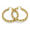 Oro Laminado Large Hoop, Gold Filled Style Twist and Hollow Design, Diamond Cutting Finish, Golden Finish, 02.213.0911.50