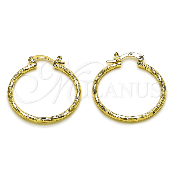 Oro Laminado Medium Hoop, Gold Filled Style Diamond Cutting Finish, Golden Finish, 02.170.0523.1.30