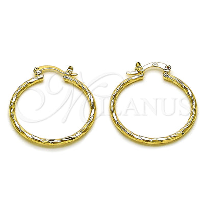 Gold Filled Hoop Earrings — Medium Hoop Diamond Cutting 02. for wholesale, main product view