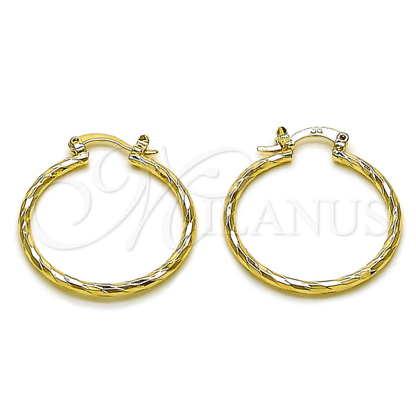 Gold Filled Hoop Earrings — Medium Hoop Diamond Cutting 02. — main product view — SKU 163241 | Oro Laminado aretes de aro — Medium Hoop Diamond Cutting 02. — SKU 163241
