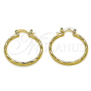 Gold Filled Hoop Earrings — Medium Hoop Diamond Cutting 02. — main product view — SKU 163241 | Oro Laminado aretes de aro — Medium Hoop Diamond Cutting 02. — SKU 163241