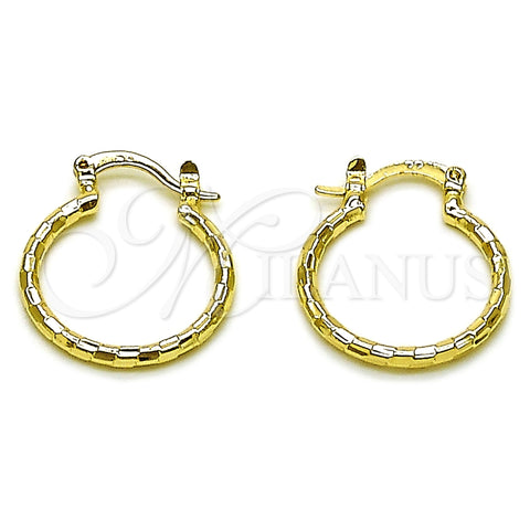 Oro Laminado Small Hoop, Gold Filled Style Diamond Cutting Finish, Golden Finish, 02.168.0037.20