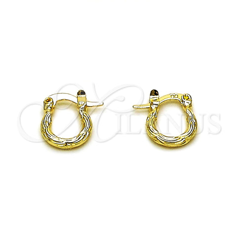 Oro Laminado Small Hoop, Gold Filled Style Diamond Cutting Finish, Golden Finish, 02.170.0573.10