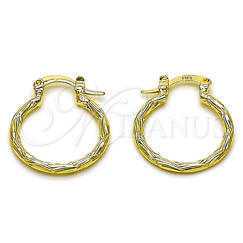 Oro Laminado Small Hoop, Gold Filled Style Diamond Cutting Finish, Golden Finish, 02.170.0573.20
