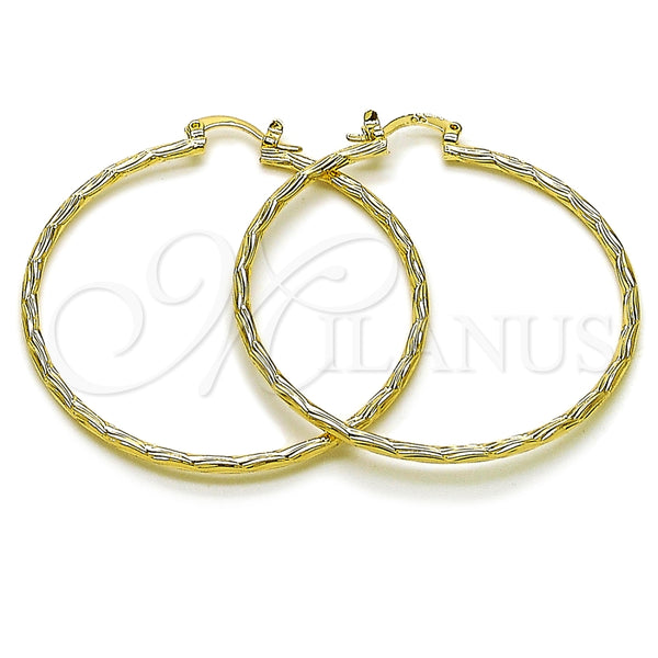 Oro Laminado Large Hoop, Gold Filled Style Diamond Cutting Finish, Golden Finish, 02.170.0573.50