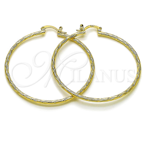 Oro Laminado Large Hoop, Gold Filled Style Diamond Cutting Finish, Golden Finish, 02.170.0573.50