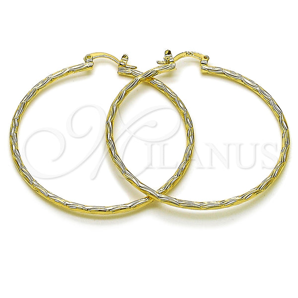 Gold Filled Hoop Earrings — Large Hoop Diamond Cutting 02. — main product view — SKU 163245 | Oro Laminado aretes de aro — Large Hoop Diamond Cutting 02. — SKU 163245