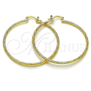 Gold Filled Hoop Earrings — Large Hoop Diamond Cutting 02. — main product view — SKU 163245 | Oro Laminado aretes de aro — Large Hoop Diamond Cutting 02. — SKU 163245