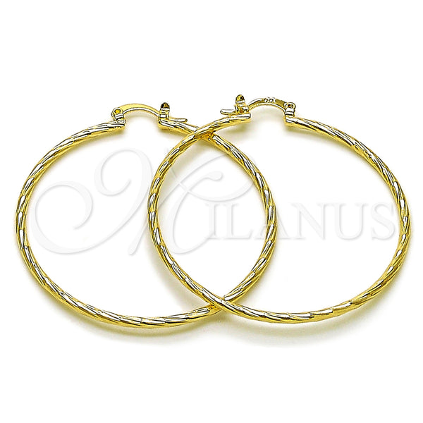 Gold Filled Hoop Earrings — Large Hoop Diamond Cutting 5. — main product view — SKU 163246 | Oro Laminado aretes de aro — Large Hoop Diamond Cutting 5. — SKU 163246