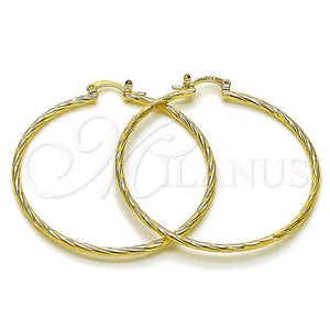 Gold Filled Hoop Earrings — Large Hoop Diamond Cutting 5. — main product view — SKU 163246 | Oro Laminado aretes de aro — Large Hoop Diamond Cutting 5. — SKU 163246