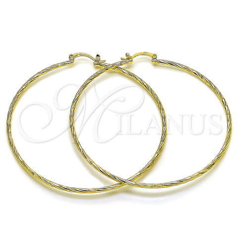 Oro Laminado Large Hoop, Gold Filled Style Diamond Cutting Finish, Golden Finish, 5.136.028.70