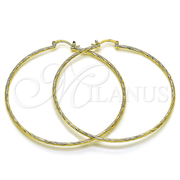 Gold Filled Hoop Earrings — Large Hoop Diamond Cutting 5. — main product view — SKU 163247 | Oro Laminado aretes de aro — Large Hoop Diamond Cutting 5. — SKU 163247