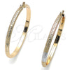 Oro Laminado Extra Large Hoop, Gold Filled Style Greek Key and Hollow Design, Polished, Tricolor, 02.170.0588.1.70
