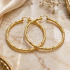 Oro Laminado Extra Large Hoop, Gold Filled Style Hollow Design, Matte Finish, Golden Finish, 02.170.0589.70