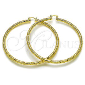 Gold Filled Hoop Earrings — Extra Large Hoop Hollow Design Matte 02. — main product view — SKU 163252 | Oro Laminado aretes de aro — Extra Large Hoop Hollow diseño Matte 02. — SKU 163252