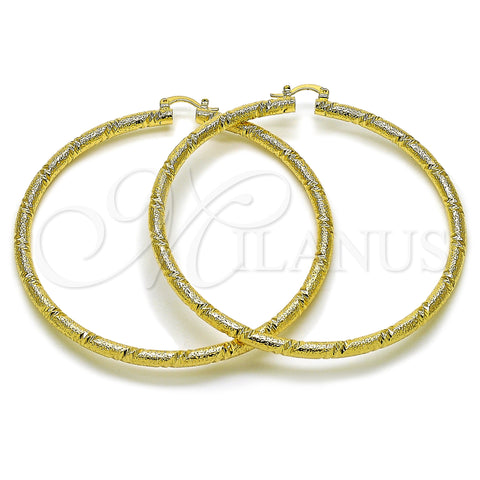 Oro Laminado Extra Large Hoop, Gold Filled Style Hollow Design, Matte Finish, Golden Finish, 02.170.0589.80