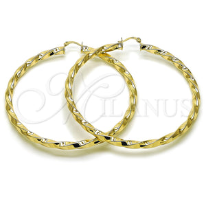 Gold Filled Hoop Earrings — Extra Large Hoop Twist and Hollow Design Polished — main product view — SKU 163254 | Oro Laminado aretes de aro — Extra Large Hoop Twist and Hollow diseño pulido — SKU 163254