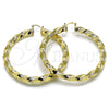 Oro Laminado Extra Large Hoop, Gold Filled Style Twist and Hollow Design, Diamond Cutting Finish, Golden Finish, 02.170.0590.70