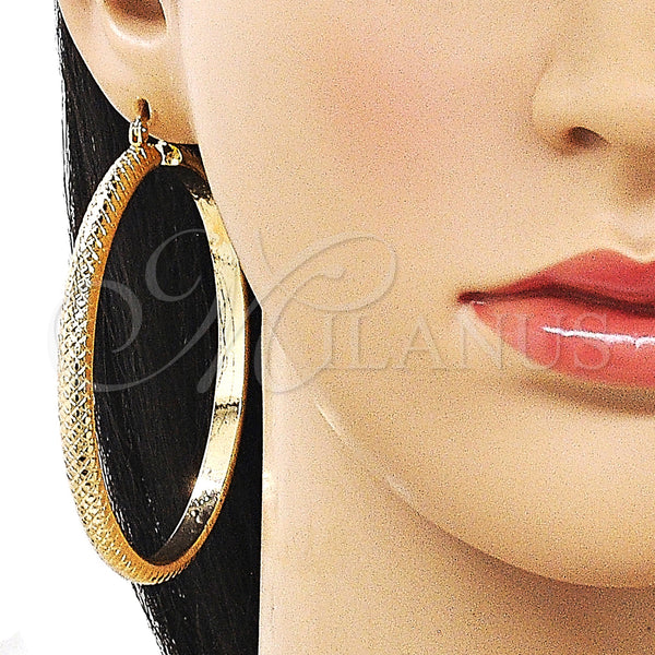 Gold Filled Hoop Earrings — Extra Large Hoop Diamond Cutting 02. — alternate product view — SKU 163257 | Oro Laminado aretes de aro — Extra Large Hoop Diamond Cutting 02. — SKU 163257