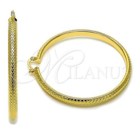 Oro Laminado Extra Large Hoop, Gold Filled Style Diamond Cutting Finish, Golden Finish, 02.170.0591.70