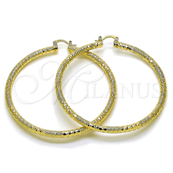 Oro Laminado Extra Large Hoop, Gold Filled Style Diamond Cutting Finish, Golden Finish, 02.170.0242.70