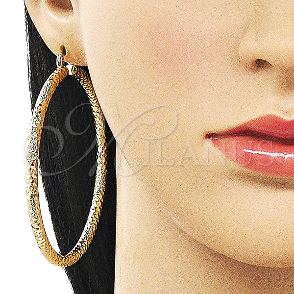 Gold Filled Hoop Earrings — Extra Large Hoop Diamond Cutting 02. — alternate product view — SKU 163258 | Oro Laminado aretes de aro — Extra Large Hoop Diamond Cutting 02. — SKU 163258