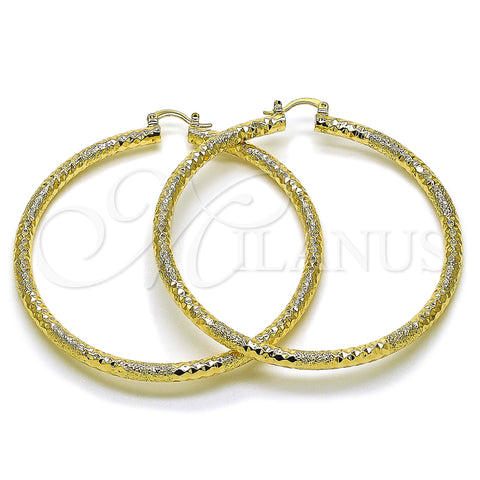 Oro Laminado Extra Large Hoop, Gold Filled Style Diamond Cutting Finish, Golden Finish, 02.170.0242.70