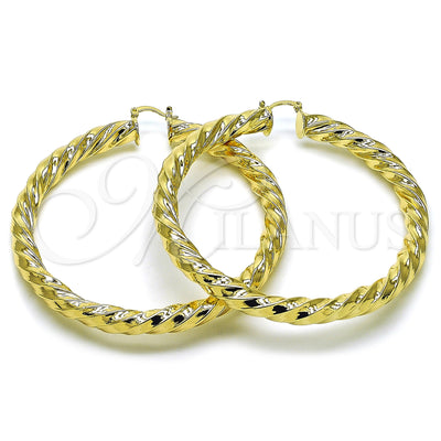 Gold Filled Hoop Earrings — Extra Large Hoop Twist and Hollow Design Polished — main product view — SKU 163260 | Oro Laminado aretes de aro — Extra Large Hoop Twist and Hollow diseño pulido — SKU 163260