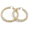 Oro Laminado Extra Large Hoop, Gold Filled Style Twist and Hollow Design, Polished, Golden Finish, 02.170.0475.1.80