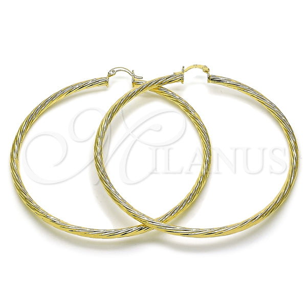 Oro Laminado Extra Large Hoop, Gold Filled Style and Hollow Polished, Golden Finish, 02.170.0354.80