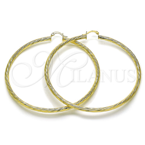 Oro Laminado Extra Large Hoop, Gold Filled Style and Hollow Polished, Golden Finish, 02.170.0354.80