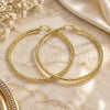 Oro Laminado Extra Large Hoop, Gold Filled Style Twist and Hollow Design, Polished, Golden Finish, 02.170.0354.80