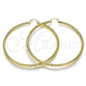 Gold Filled Hoop Earrings — Extra Large Hoop Twist and Hollow Design Polished — main product view — SKU 163261 | Oro Laminado aretes de aro — Extra Large Hoop Twist and Hollow diseño pulido — SKU 163261