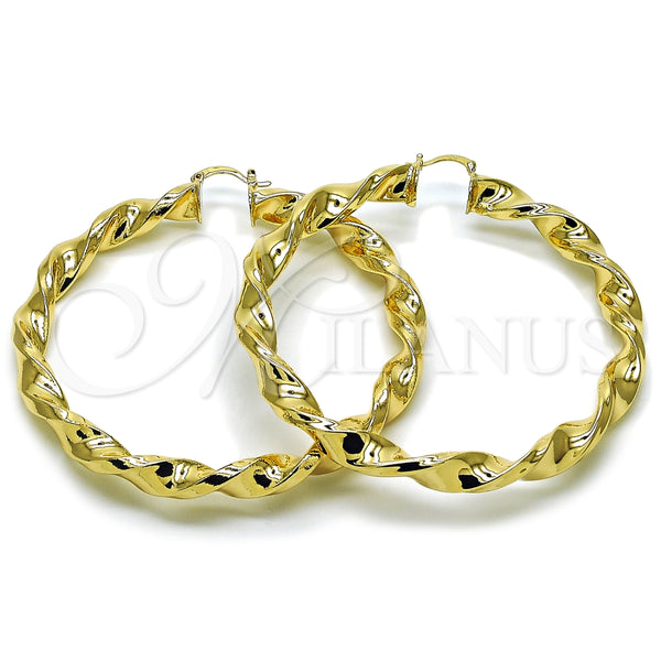 Oro Laminado Extra Large Hoop, Gold Filled Style and Hollow Polished, Golden Finish, 02.170.0218.80