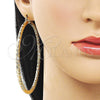 Oro Laminado Extra Large Hoop, Gold Filled Style Hollow Design, Diamond Cutting Finish, Golden Finish, 02.170.0592.80